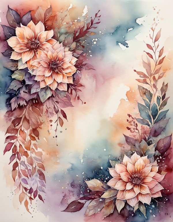 Dahlia Cocoa Brown Digital Paper: 13 Printable Pages - Watercolor Scrapbook Paper - Commercial Use — image 1