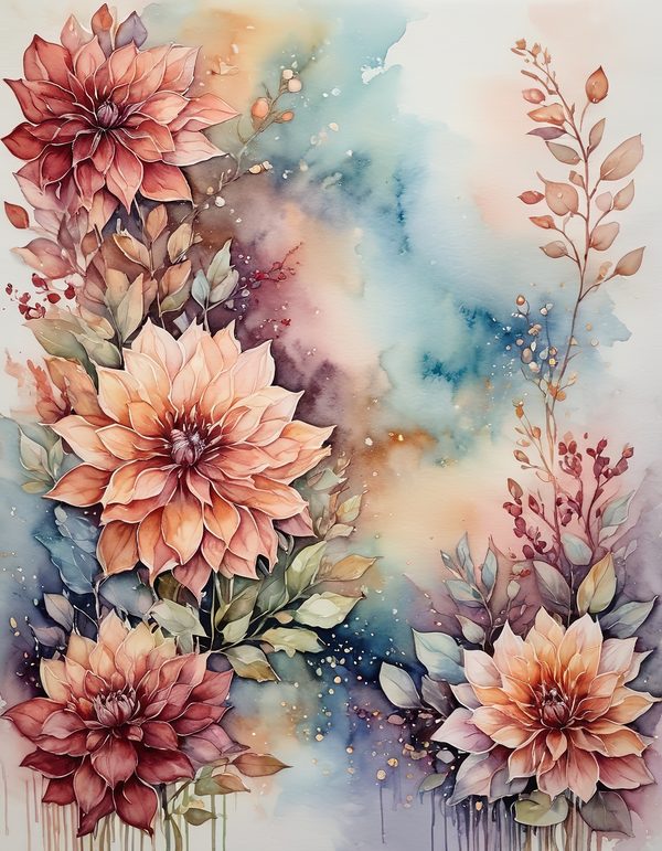 Dahlia Cocoa Brown Digital Paper: 13 Printable Pages - Watercolor Scrapbook Paper - Commercial Use — image 4
