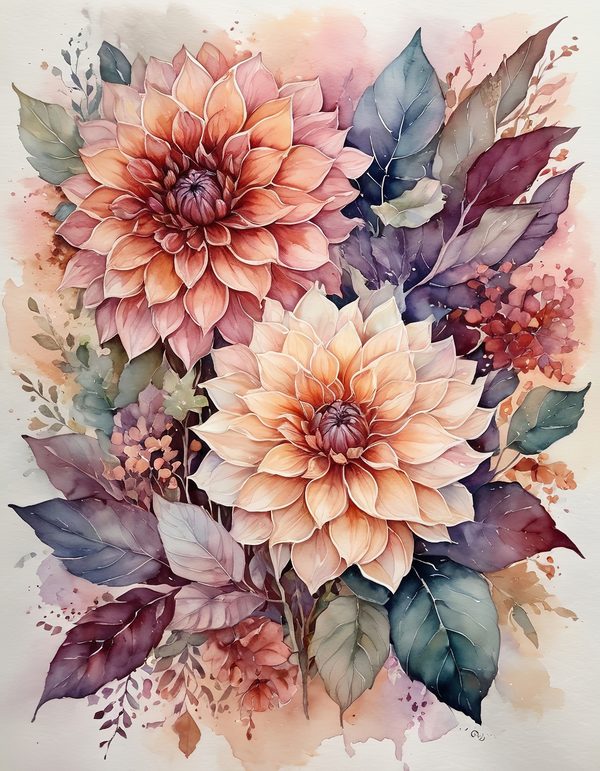 Dahlia Cocoa Brown Digital Paper: 13 Printable Pages - Watercolor Scrapbook Paper - Commercial Use — image 5