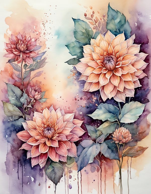 Dahlia Cocoa Brown Digital Paper: 13 Printable Pages - Watercolor Scrapbook Paper - Commercial Use — image 6