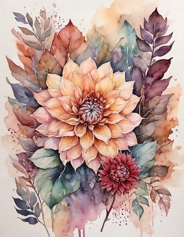 Dahlia Cocoa Brown Digital Paper: 13 Printable Pages - Watercolor Scrapbook Paper - Commercial Use — image 12