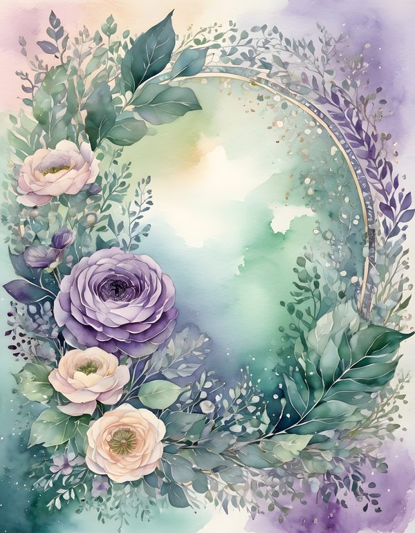 Ranunculus Smoky Lilac Digital Paper: 16 Printable Pages - Watercolor Scrapbook Paper - Commercial Use — image 1