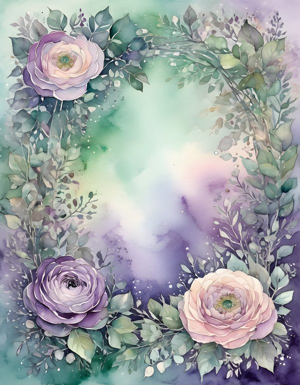 Ranunculus Smoky Lilac Digital Paper: 16 Printable Pages - Watercolor Scrapbook Paper - Commercial Use — image 3