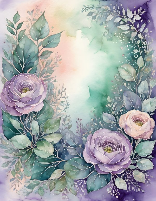 Ranunculus Smoky Lilac Digital Paper: 16 Printable Pages - Watercolor Scrapbook Paper - Commercial Use — image 4