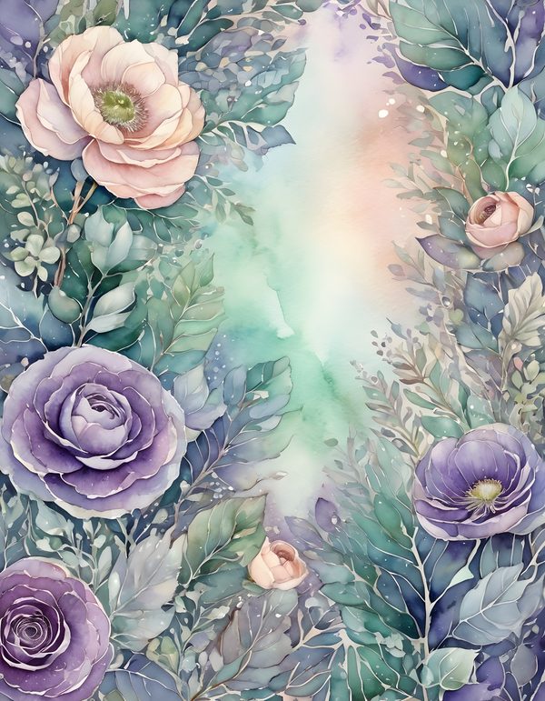 Ranunculus Smoky Lilac Digital Paper: 16 Printable Pages - Watercolor Scrapbook Paper - Commercial Use — image 5