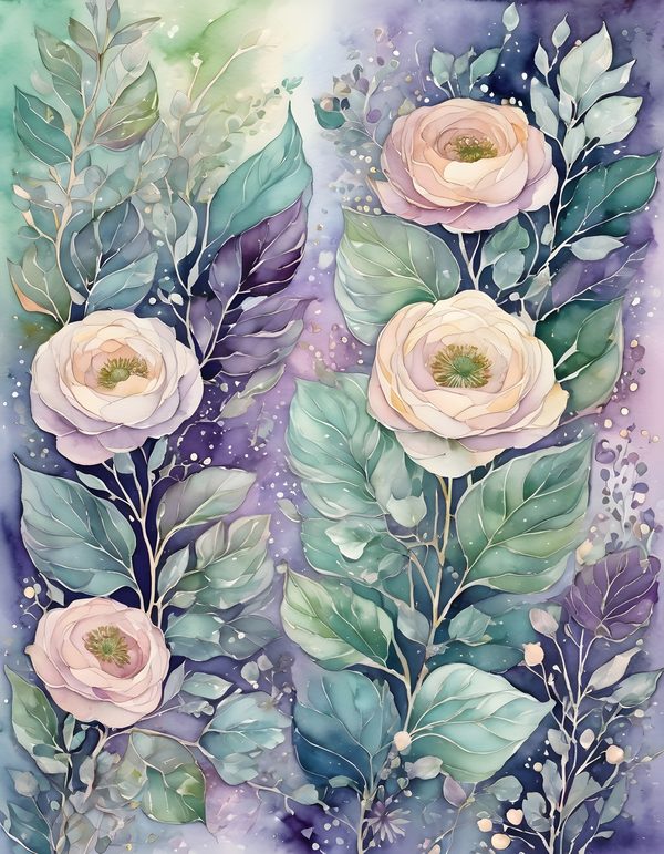 Ranunculus Smoky Lilac Digital Paper: 16 Printable Pages - Watercolor Scrapbook Paper - Commercial Use — image 8