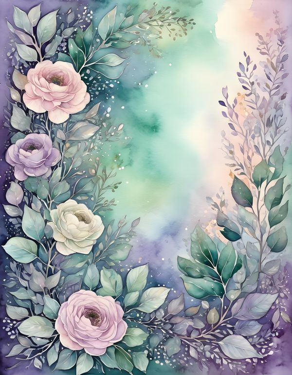 Ranunculus Smoky Lilac Digital Paper: 16 Printable Pages - Watercolor Scrapbook Paper - Commercial Use — image 11
