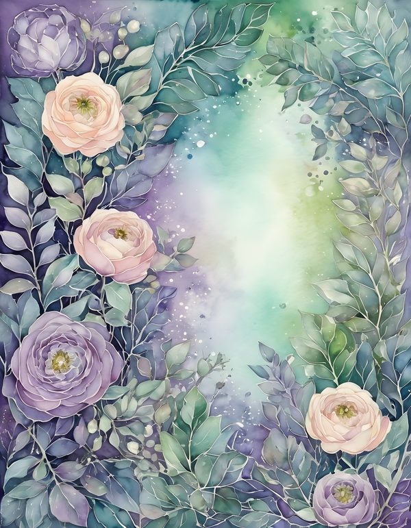 Ranunculus Smoky Lilac Digital Paper: 16 Printable Pages - Watercolor Scrapbook Paper - Commercial Use — image 12