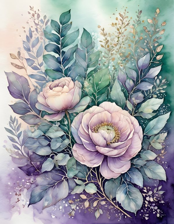 Ranunculus Smoky Lilac Digital Paper: 16 Printable Pages - Watercolor Scrapbook Paper - Commercial Use — image 13