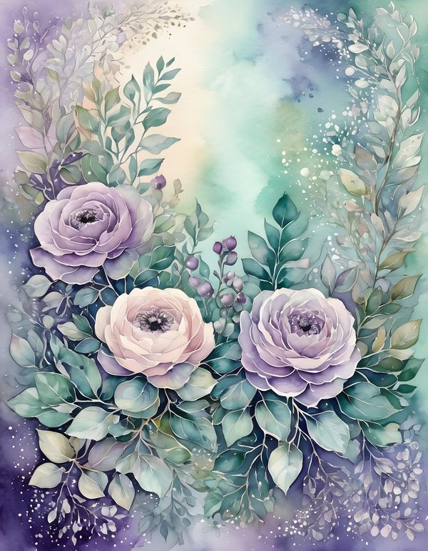 Ranunculus Smoky Lilac Digital Paper: 16 Printable Pages - Watercolor Scrapbook Paper - Commercial Use — image 15