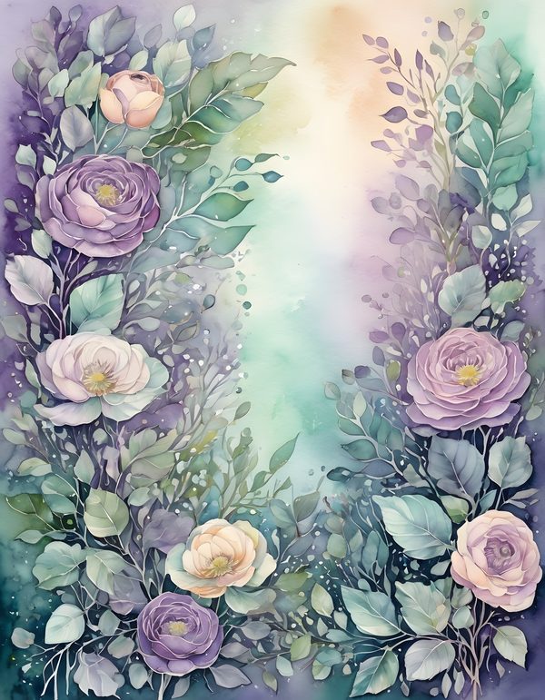 Ranunculus Smoky Lilac Digital Paper: 16 Printable Pages - Watercolor Scrapbook Paper - Commercial Use — image 16