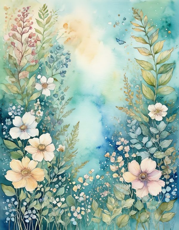 Forget Me Not Digital Paper: 14 Printable Pages - Watercolor Scrapbook Paper - Commercial Use — image 1