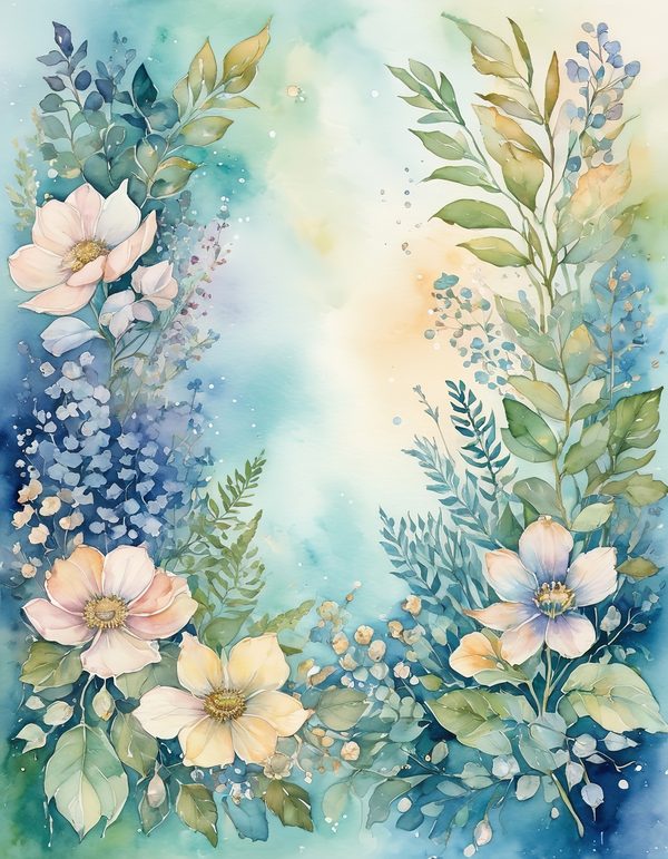 Forget Me Not Digital Paper: 14 Printable Pages - Watercolor Scrapbook Paper - Commercial Use — image 3