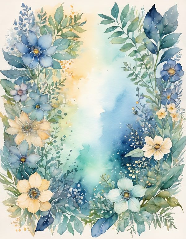 Forget Me Not Digital Paper: 14 Printable Pages - Watercolor Scrapbook Paper - Commercial Use — image 4