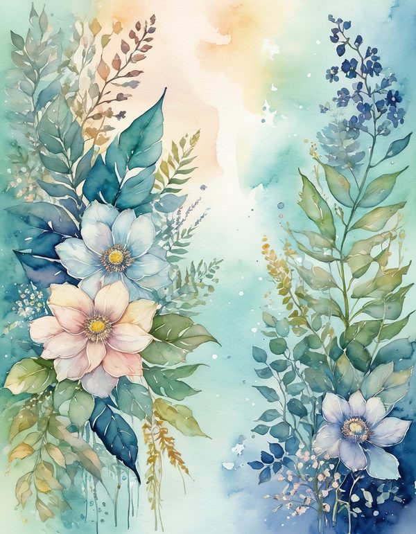 Forget Me Not Digital Paper: 14 Printable Pages - Watercolor Scrapbook Paper - Commercial Use — image 5