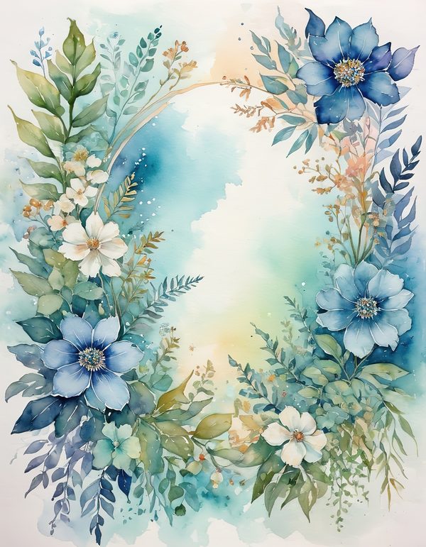Forget Me Not Digital Paper: 14 Printable Pages - Watercolor Scrapbook Paper - Commercial Use — image 11