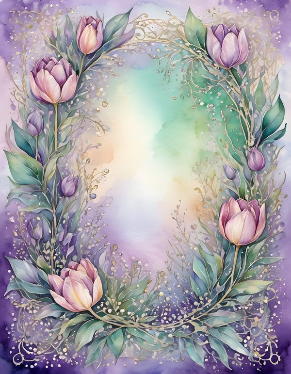 Tulip Smoky Lilac Digital Paper: 16 Printable Pages - Watercolor Scrapbook Paper - Commercial Use — image 8
