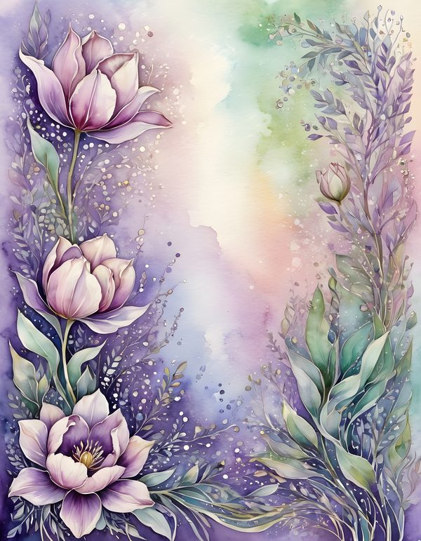 Tulip Smoky Lilac Digital Paper: 16 Printable Pages - Watercolor Scrapbook Paper - Commercial Use — image 9