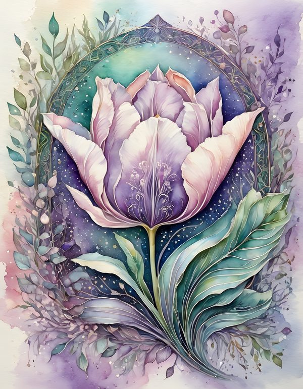 Tulip Smoky Lilac Digital Paper: 16 Printable Pages - Watercolor Scrapbook Paper - Commercial Use — image 11