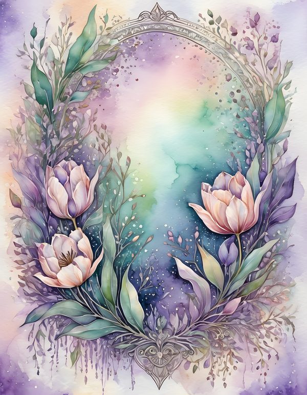Tulip Smoky Lilac Digital Paper: 16 Printable Pages - Watercolor Scrapbook Paper - Commercial Use — image 12