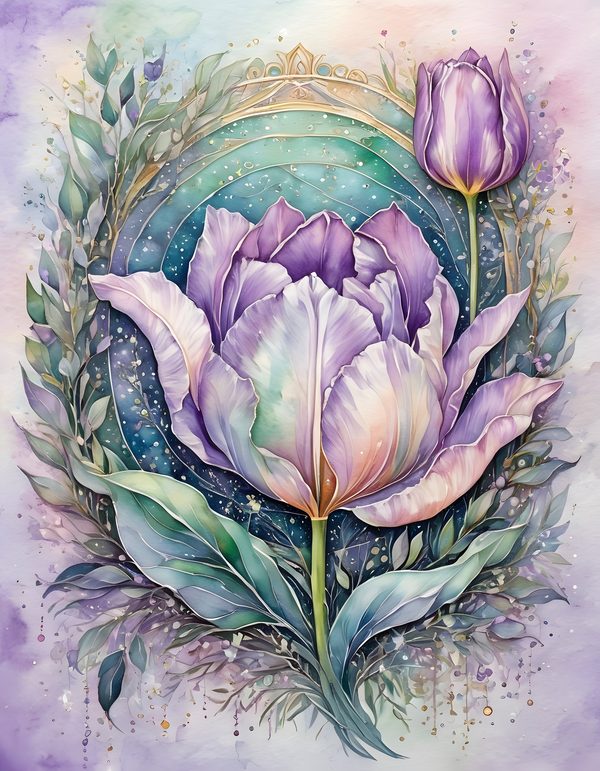 Tulip Smoky Lilac Digital Paper: 16 Printable Pages - Watercolor Scrapbook Paper - Commercial Use — image 13