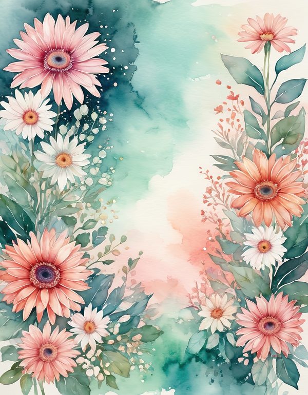 Gerbera Daisy Bright Digital Paper: 14 Printable Pages - Watercolor Scrapbook Paper - Commercial Use — image 3