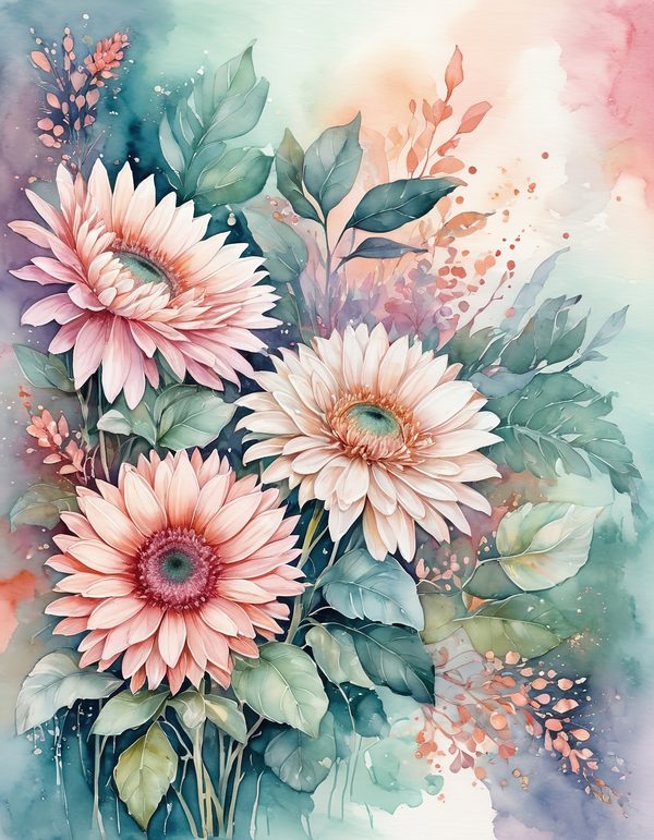 Gerbera Daisy Bright Digital Paper: 14 Printable Pages - Watercolor Scrapbook Paper - Commercial Use — image 4