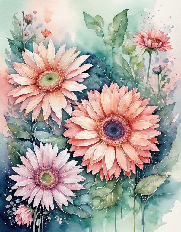 Gerbera Daisy Bright Digital Paper: 14 Printable Pages - Watercolor Scrapbook Paper - Commercial Use — image 5