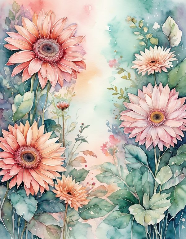 Gerbera Daisy Bright Digital Paper: 14 Printable Pages - Watercolor Scrapbook Paper - Commercial Use — image 6