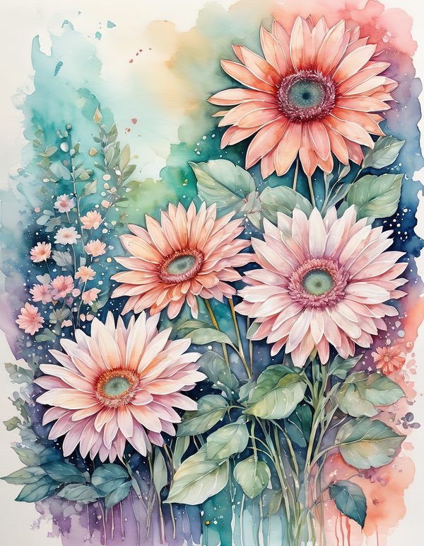 Gerbera Daisy Bright Digital Paper: 14 Printable Pages - Watercolor Scrapbook Paper - Commercial Use — image 7