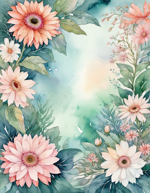 Gerbera Daisy Bright Digital Paper: 14 Printable Pages - Watercolor Scrapbook Paper - Commercial Use — image 8
