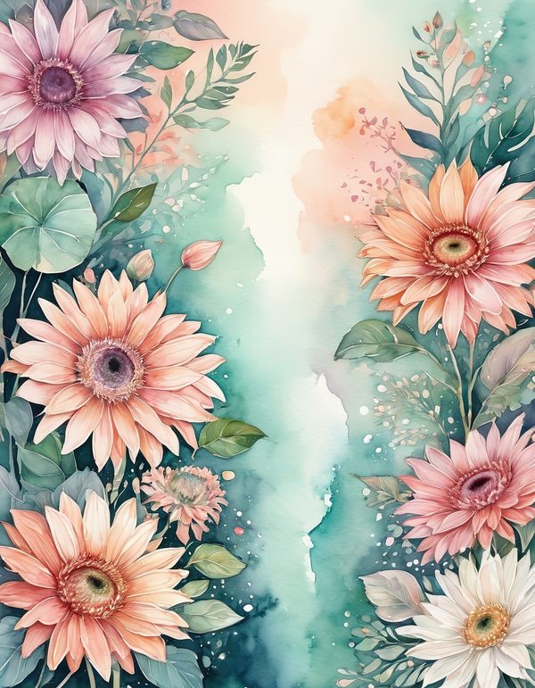 Gerbera Daisy Bright Digital Paper: 14 Printable Pages - Watercolor Scrapbook Paper - Commercial Use — image 11