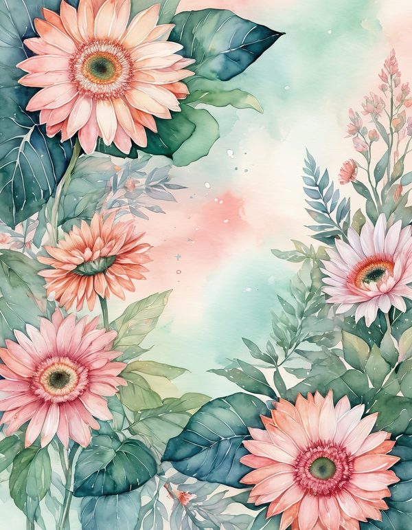 Gerbera Daisy Bright Digital Paper: 14 Printable Pages - Watercolor Scrapbook Paper - Commercial Use — image 12