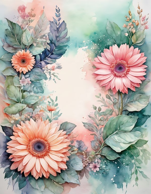 Gerbera Daisy Bright Digital Paper: 14 Printable Pages - Watercolor Scrapbook Paper - Commercial Use — image 13