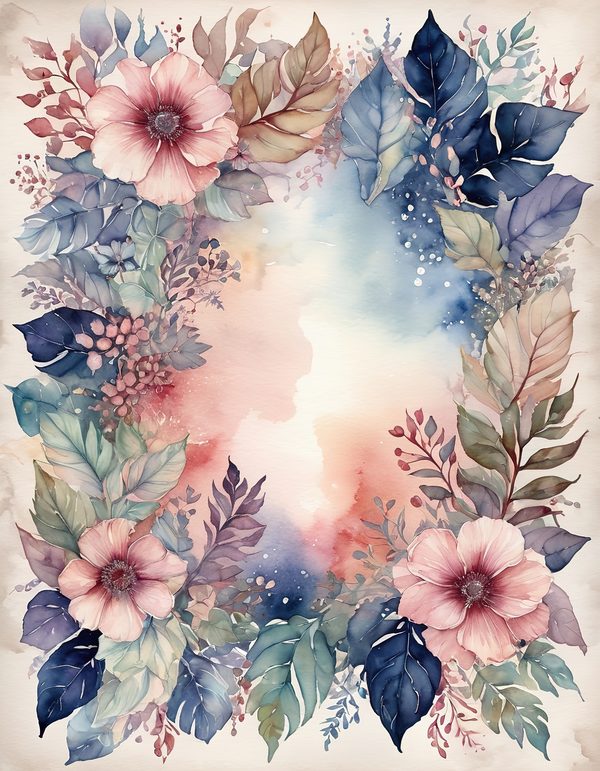 Hollyhock Dark Red Digital Paper: 14 Printable Pages - Watercolor Scrapbook Paper - Commercial Use — image 7
