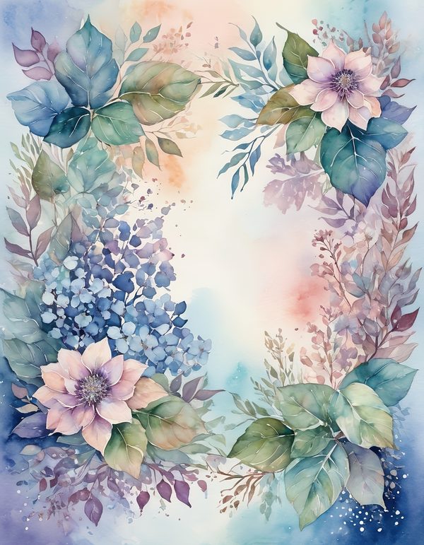 Hydrangea Powder Blue Digital Paper: 14 Printable Pages - Watercolor Scrapbook Paper - Commercial Use — image 3