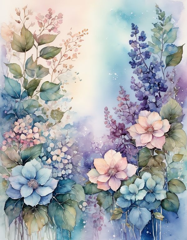 Hydrangea Powder Blue Digital Paper: 14 Printable Pages - Watercolor Scrapbook Paper - Commercial Use — image 14