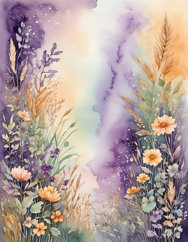 Marigold Smoky Lilac Digital Paper: 14 Printable Pages - Watercolor Scrapbook Paper - Commercial Use — image 1