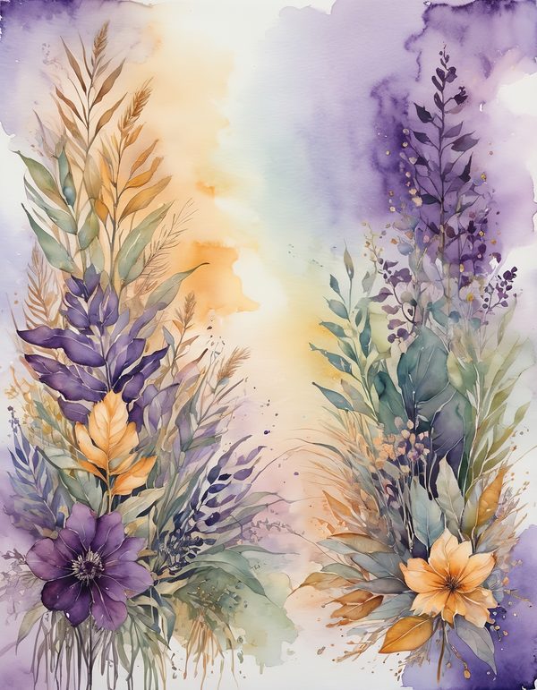 Marigold Smoky Lilac Digital Paper: 14 Printable Pages - Watercolor Scrapbook Paper - Commercial Use — image 3