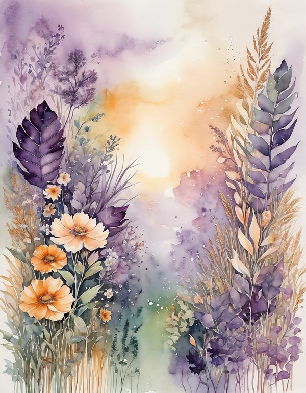 Marigold Smoky Lilac Digital Paper: 14 Printable Pages - Watercolor Scrapbook Paper - Commercial Use — image 9