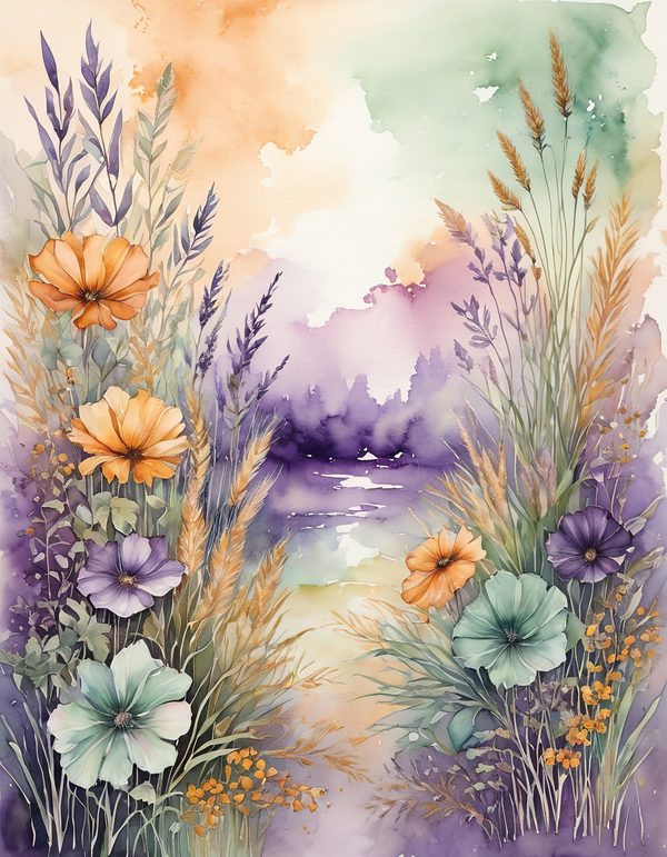 Marigold Smoky Lilac Digital Paper: 14 Printable Pages - Watercolor Scrapbook Paper - Commercial Use — image 11