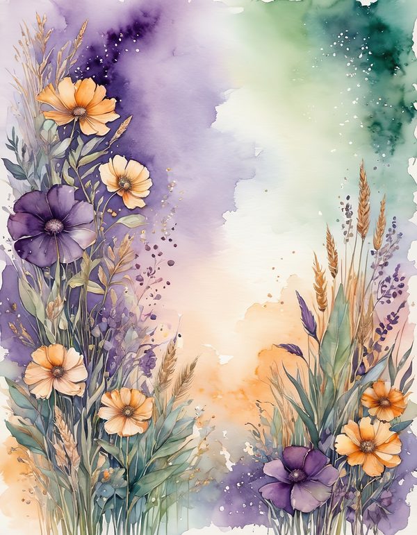 Marigold Smoky Lilac Digital Paper: 14 Printable Pages - Watercolor Scrapbook Paper - Commercial Use — image 12