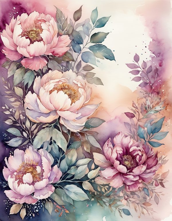 Peony Toffee Brown Digital Paper: 13 Printable Pages - Watercolor Scrapbook Paper - Commercial Use — image 2