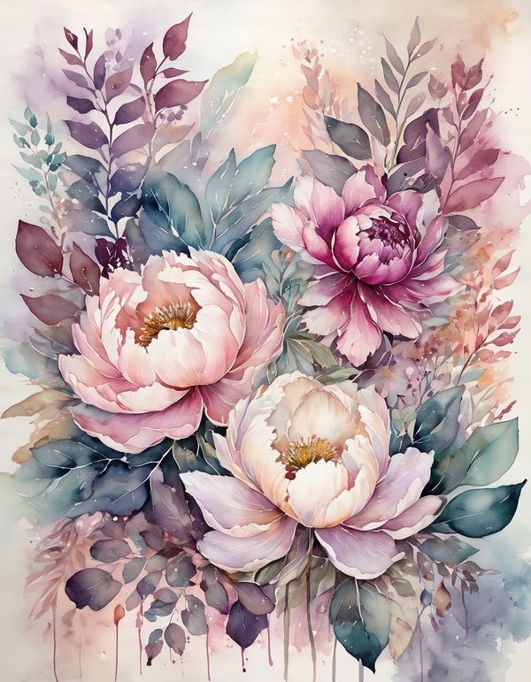 Peony Toffee Brown Digital Paper: 13 Printable Pages - Watercolor Scrapbook Paper - Commercial Use — image 8