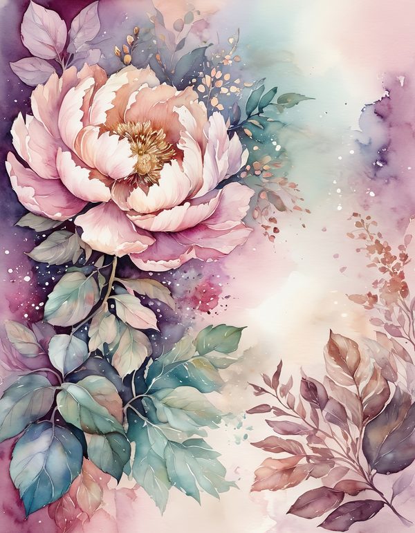 Peony Toffee Brown Digital Paper: 13 Printable Pages - Watercolor Scrapbook Paper - Commercial Use — image 10