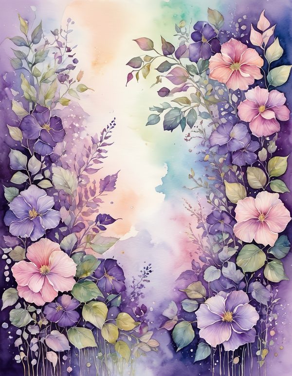 Petunia Purple Pink Digital Paper: 14 Printable Pages - Watercolor Scrapbook Paper - Commercial Use — image 5