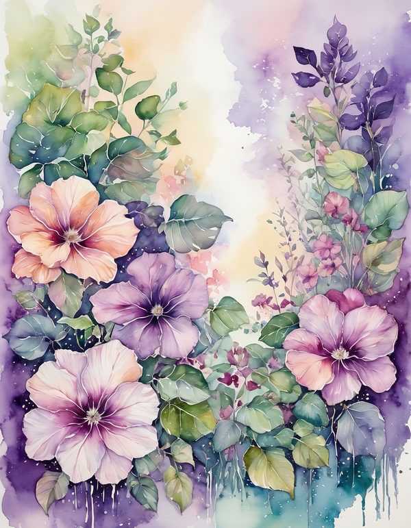 Petunia Purple Pink Digital Paper: 14 Printable Pages - Watercolor Scrapbook Paper - Commercial Use — image 7