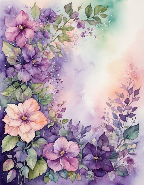 Petunia Purple Pink Digital Paper: 14 Printable Pages - Watercolor Scrapbook Paper - Commercial Use — image 9