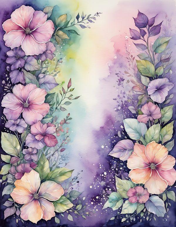 Petunia Purple Pink Digital Paper: 14 Printable Pages - Watercolor Scrapbook Paper - Commercial Use — image 10