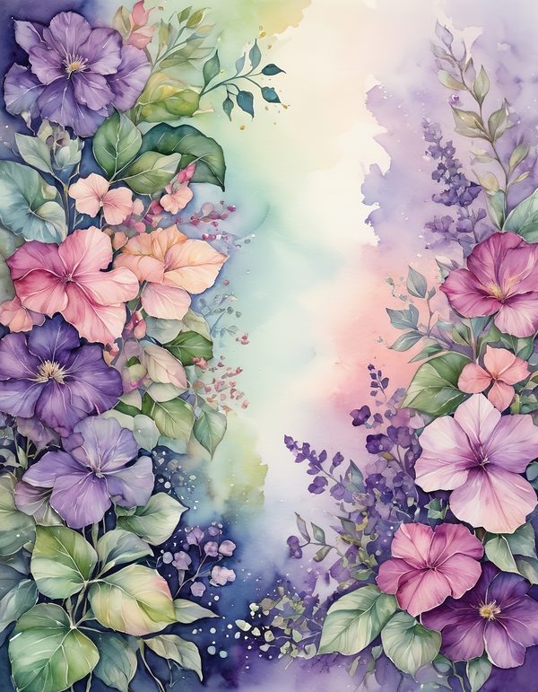 Petunia Purple Pink Digital Paper: 14 Printable Pages - Watercolor Scrapbook Paper - Commercial Use — image 11